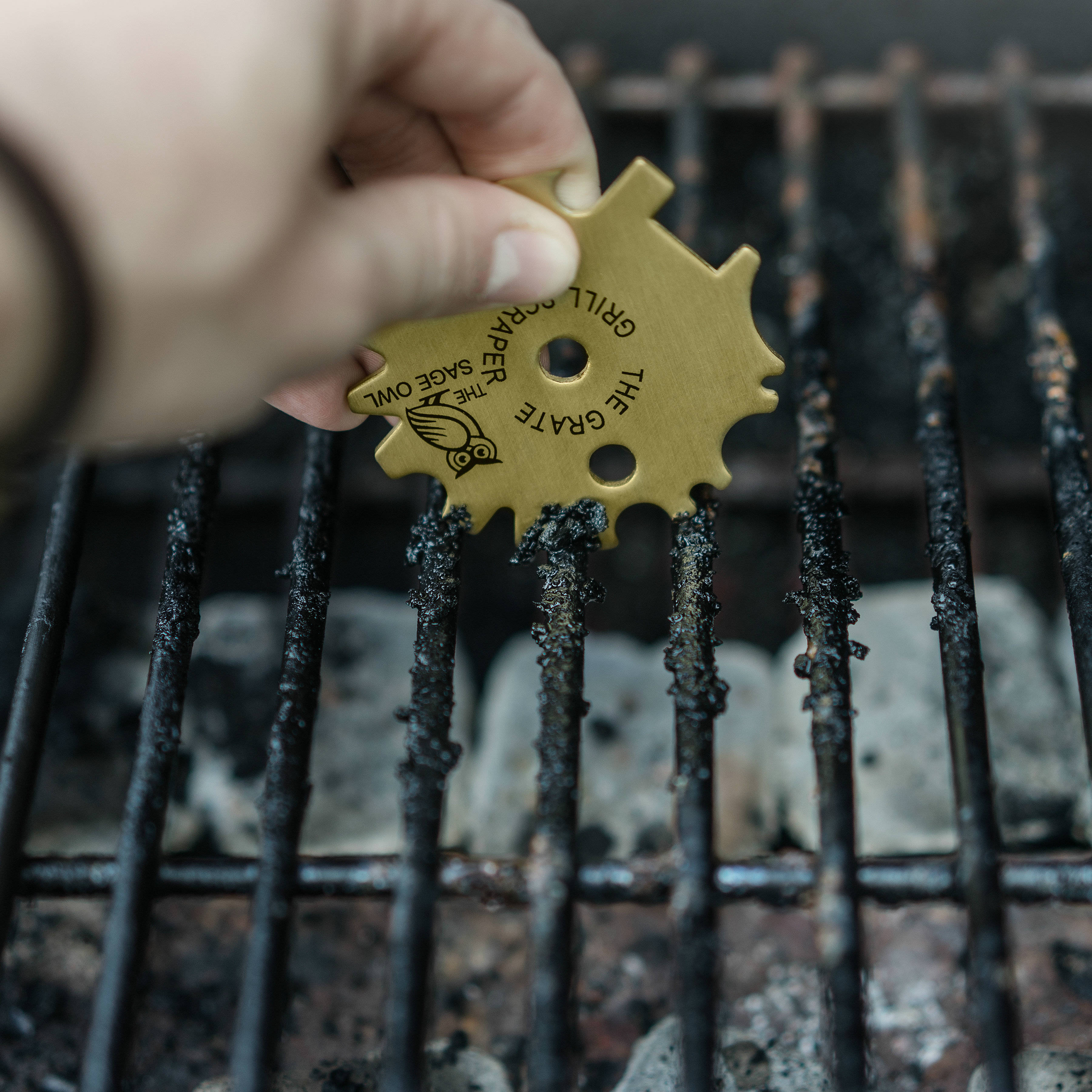 thumbnail image 2 of Clean Your Grill The Easy Way With The Sage Owl 5-in-1 Brass Grill Scraper – Rust-Resistant & Reusable! 2 of 6