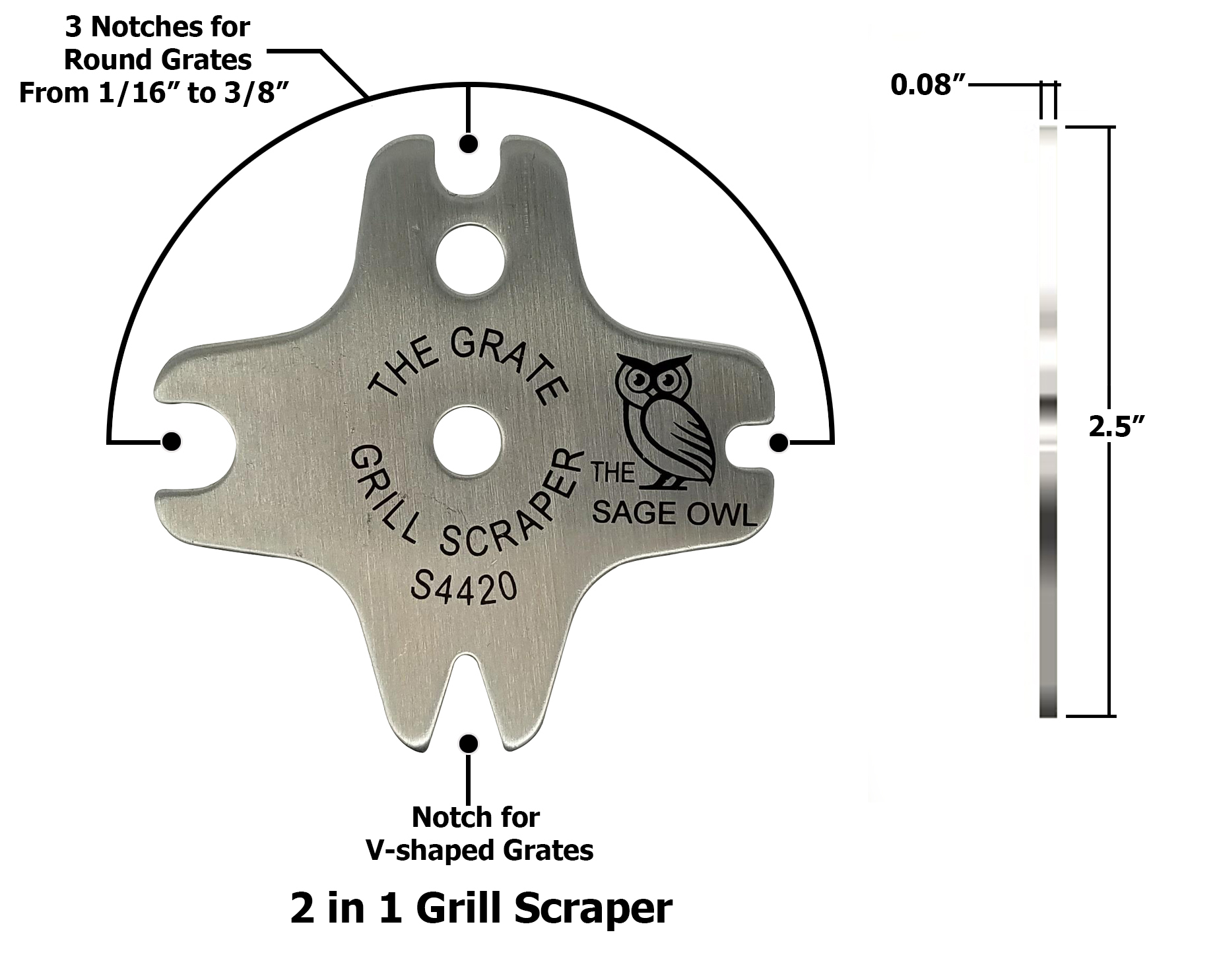 S4420 - The Grate Grill Scraper - Stainless Steel Barbecue Tool