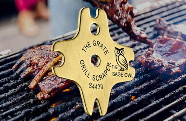 S4430 - The Grate Grill Scraper - Brass Barbque Grill Cleaner