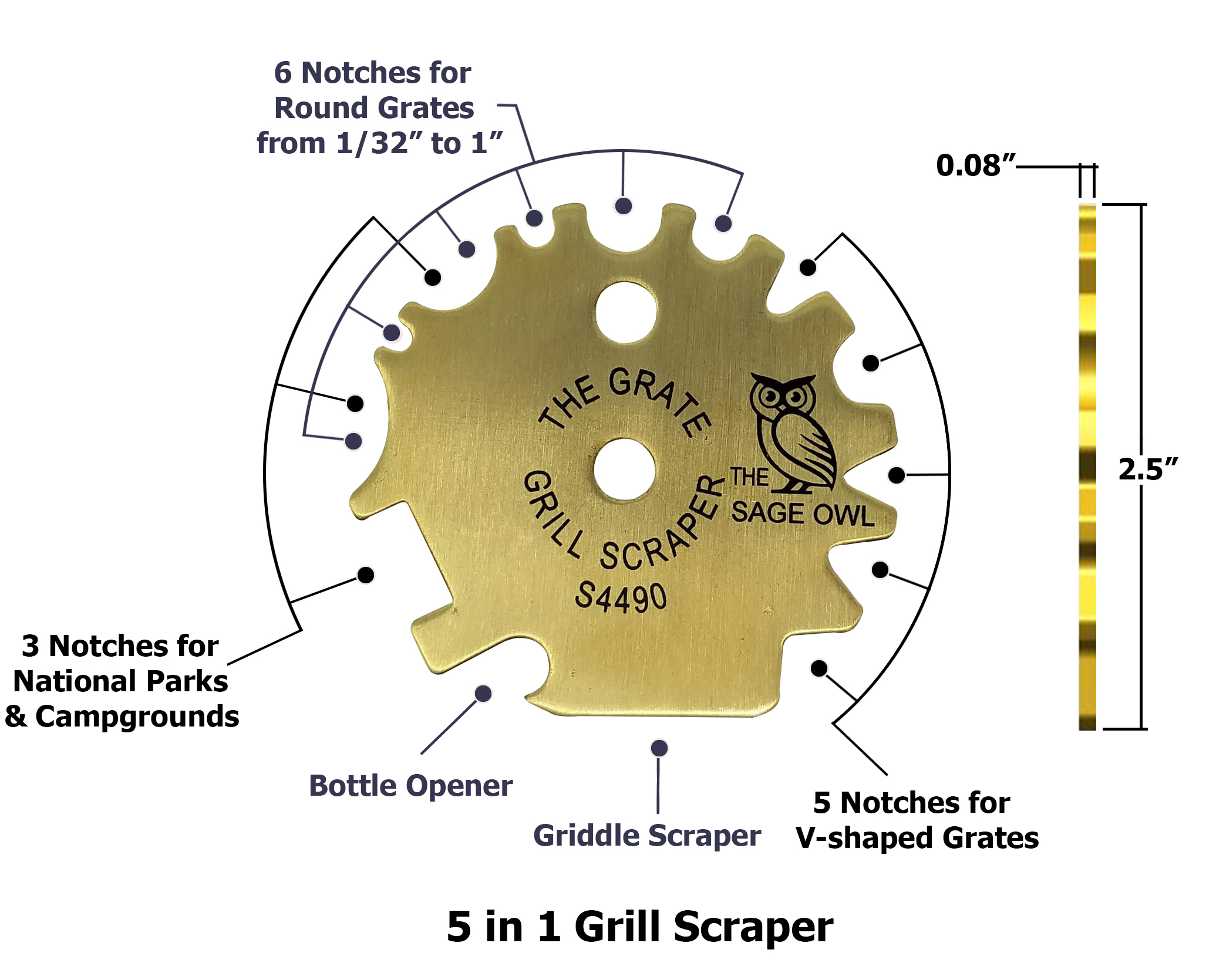 S4490 - The Grate Grill Scraper - Brass Barbeque Cleaner