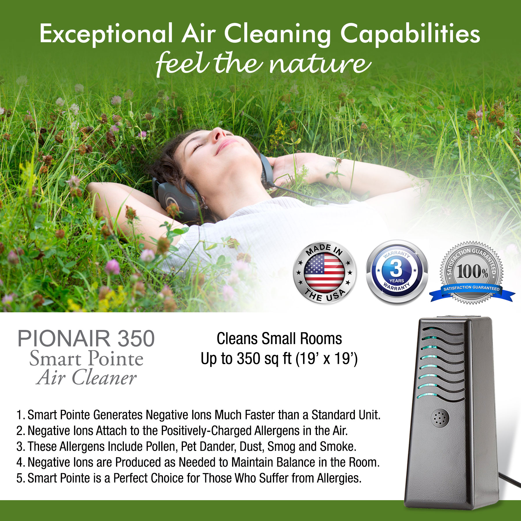 PIONAIR 350 Smart Pointe - 4 in 1 Air Cleaner