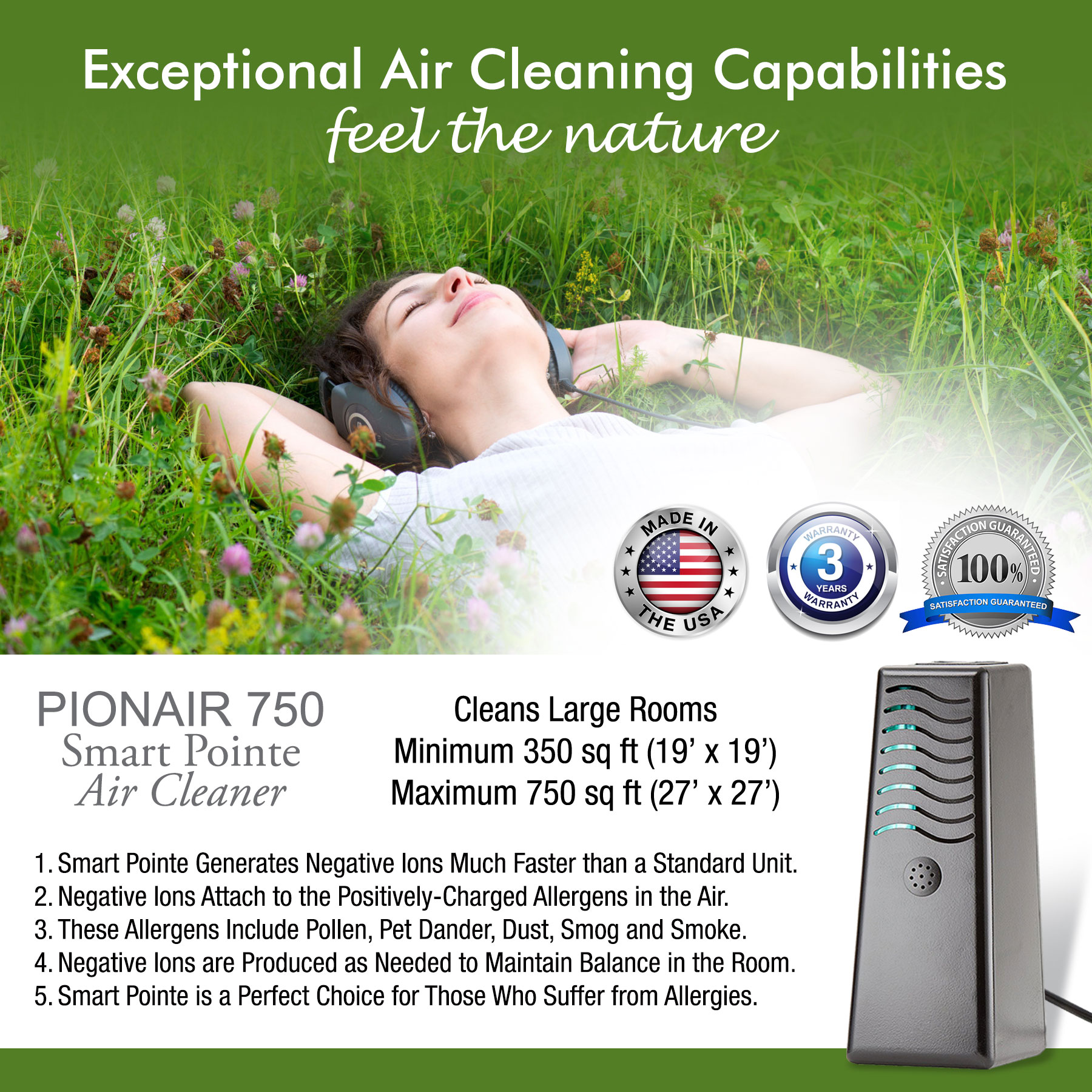 PIONAIR 750 Smart Pointe - 4 in 1 Air Deodorizer